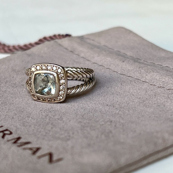 David Yurman Petite Albion® Ring with Prasiolite and Diamonds, sz 6.5 - Picture 3 of 10